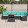 vidaXL Garden Dining Set with Cushion 7 pcs Black and Teal