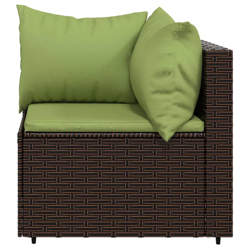 vidaXL 3 Piece Garden Lounge Set with Cushions Brown Poly Rattan
