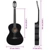 vidaXL 12 Piece Classical Guitar Beginner Set Black 4/4 39"