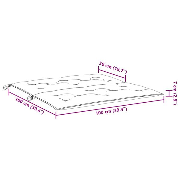 vidaXL Garden Bench Cushion Cream White 100x(50+50)x7cm Oxford Fabric