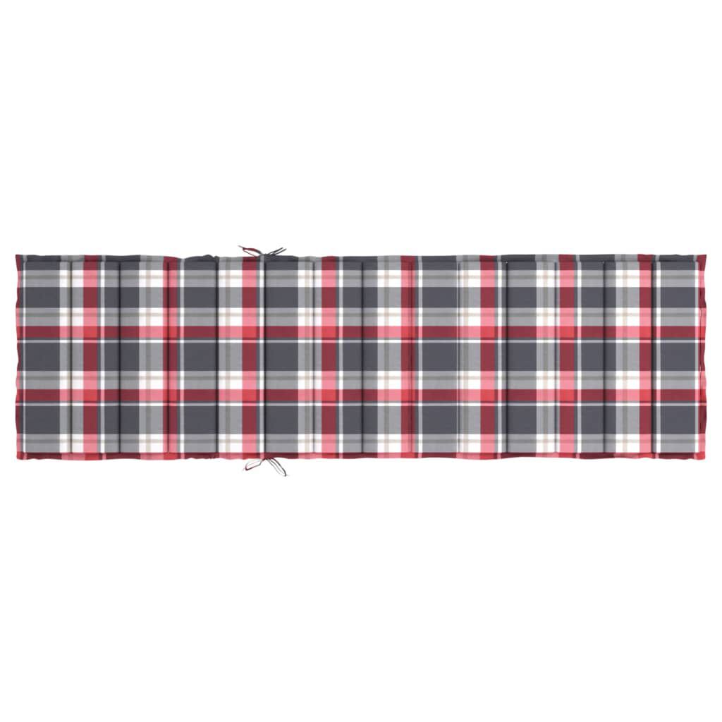 vidaXL Sun Lounger Cushion Red Check Pattern 200x50x3cm Oxford Fabric