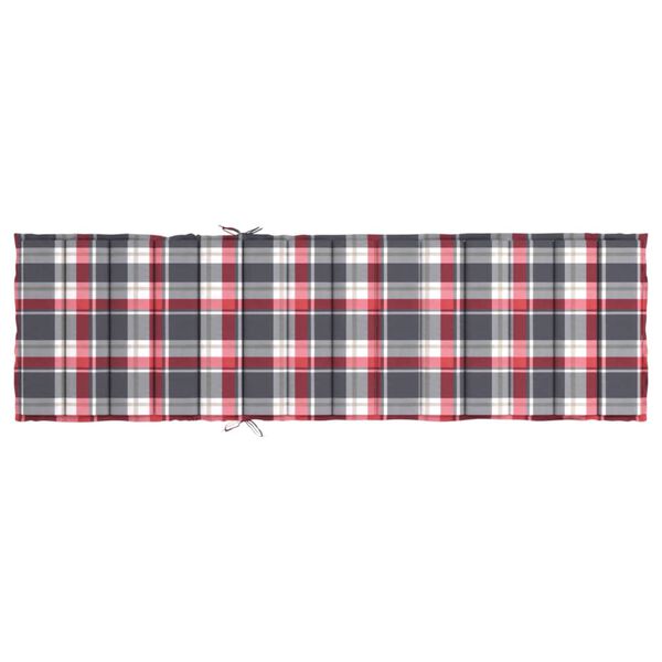vidaXL Sun Lounger Cushion Red Check Pattern 200x50x3cm Oxford Fabric
