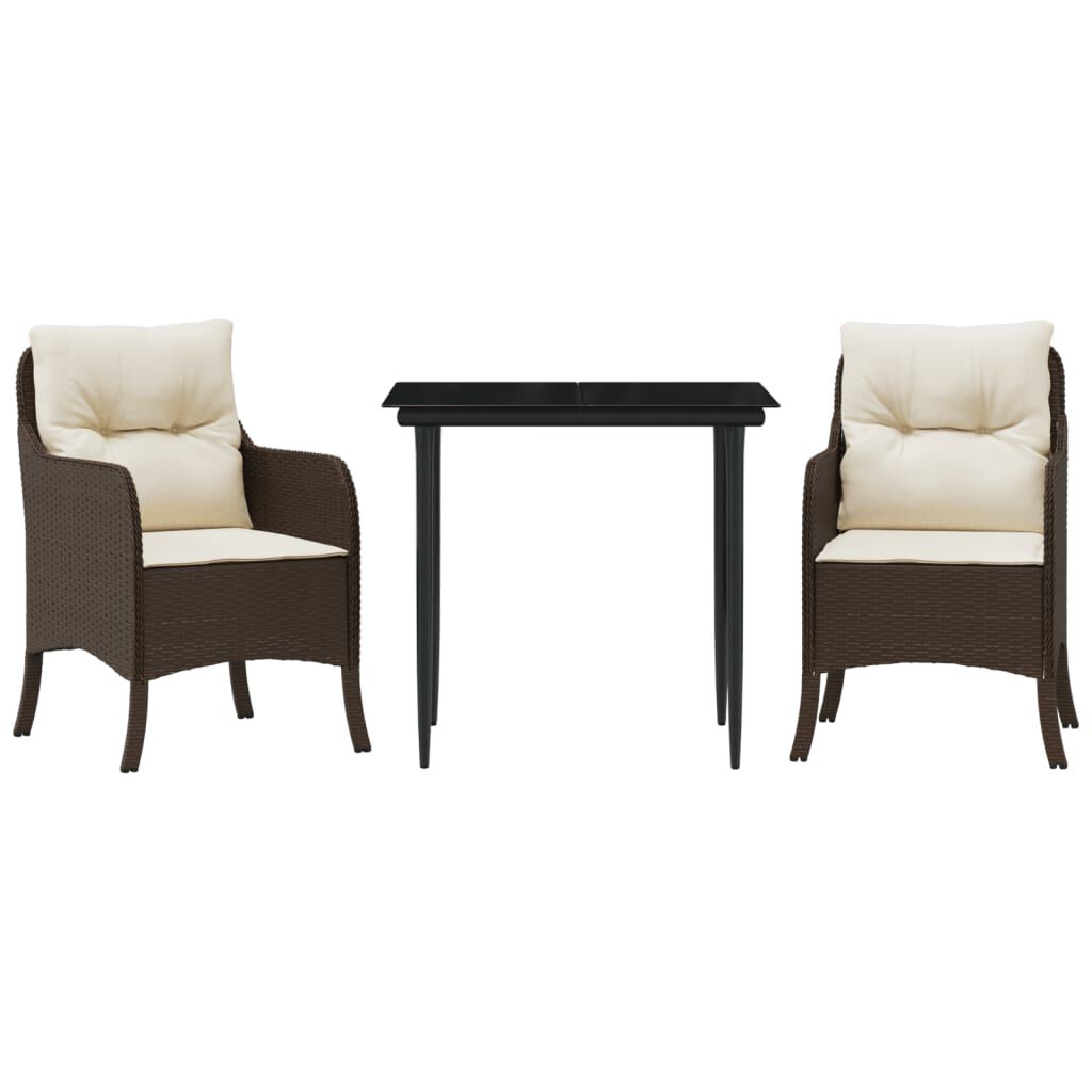vidaXL 9 Piece Garden Dining Set with Cushions Brown Poly Rattan