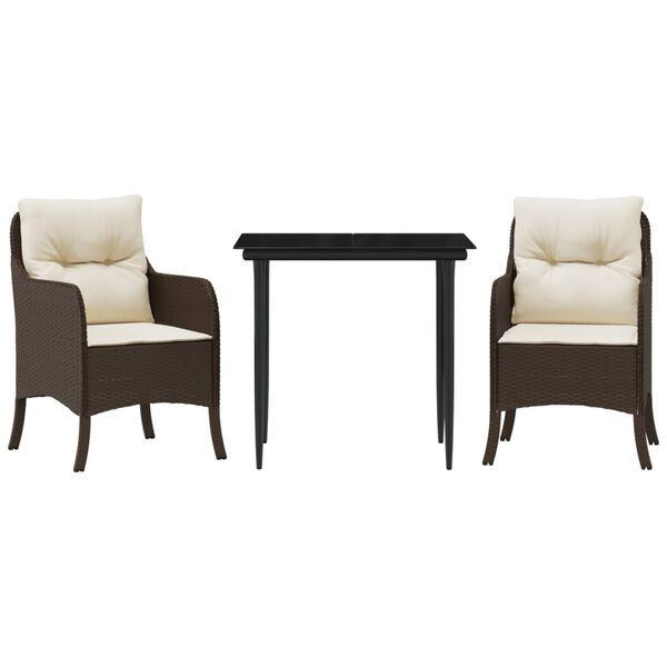 vidaXL 9 Piece Garden Dining Set with Cushions Brown Poly Rattan