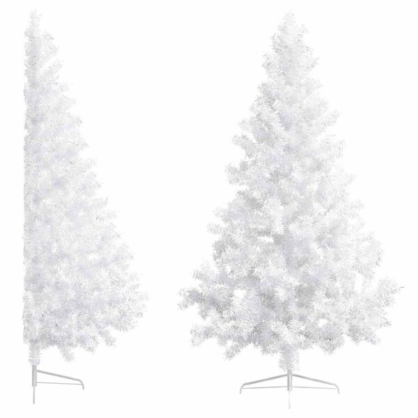 vidaXL Artificial Half Pre-lit Christmas Tree with Stand White 210 cm PVC