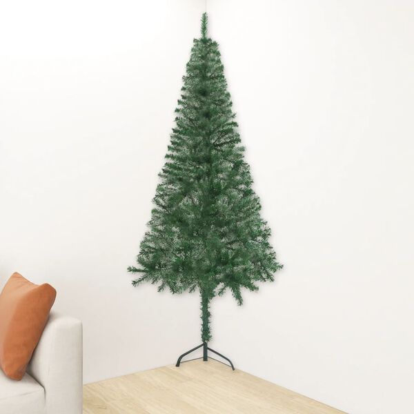 vidaXL Corner Artificial Pre-lit Christmas Tree Green 150 cm PVC