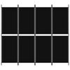 vidaXL 4-Panel Room Divider Black 200x180 cm Fabric