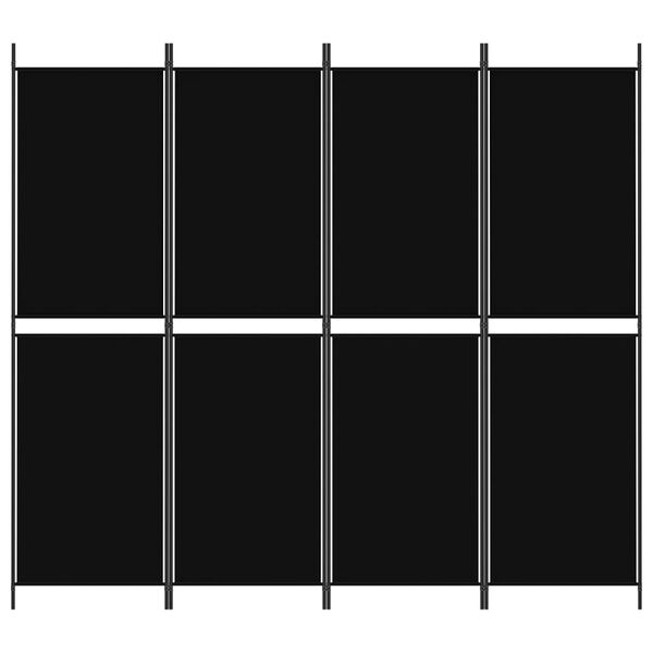 vidaXL 4-Panel Room Divider Black 200x180 cm Fabric