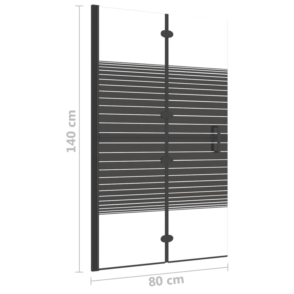 vidaXL Folding Shower Enclosure ESG 80x140 cm Black
