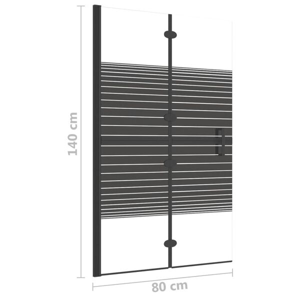 vidaXL Folding Shower Enclosure ESG 80x140 cm Black