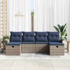 vidaXL Garden Sofa Set with Cushion 6 pcs Grey and Navy Poly Rattan