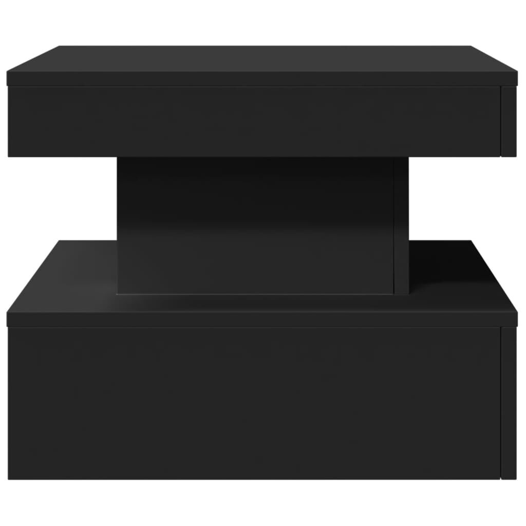 vidaXL Coffee Table with LED Lights Black 50x50x40 cm