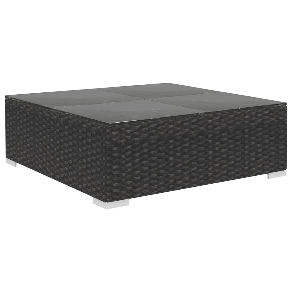 vidaXL 10 Piece Garden Lounge Set with Cushions Poly Rattan Black
