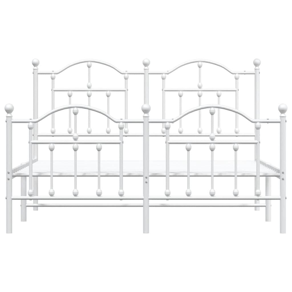 vidaXL Metal Bed Frame without Mattress with Footboard White 150x200cm