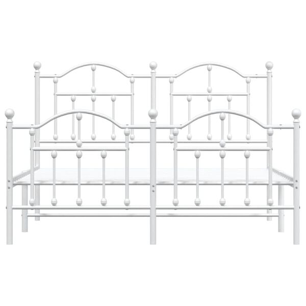 vidaXL Metal Bed Frame without Mattress with Footboard White 150x200cm