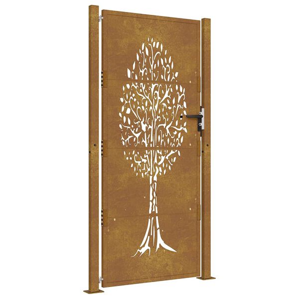 vidaXL Garden Gate 105x180 cm Corten Steel Tree Design