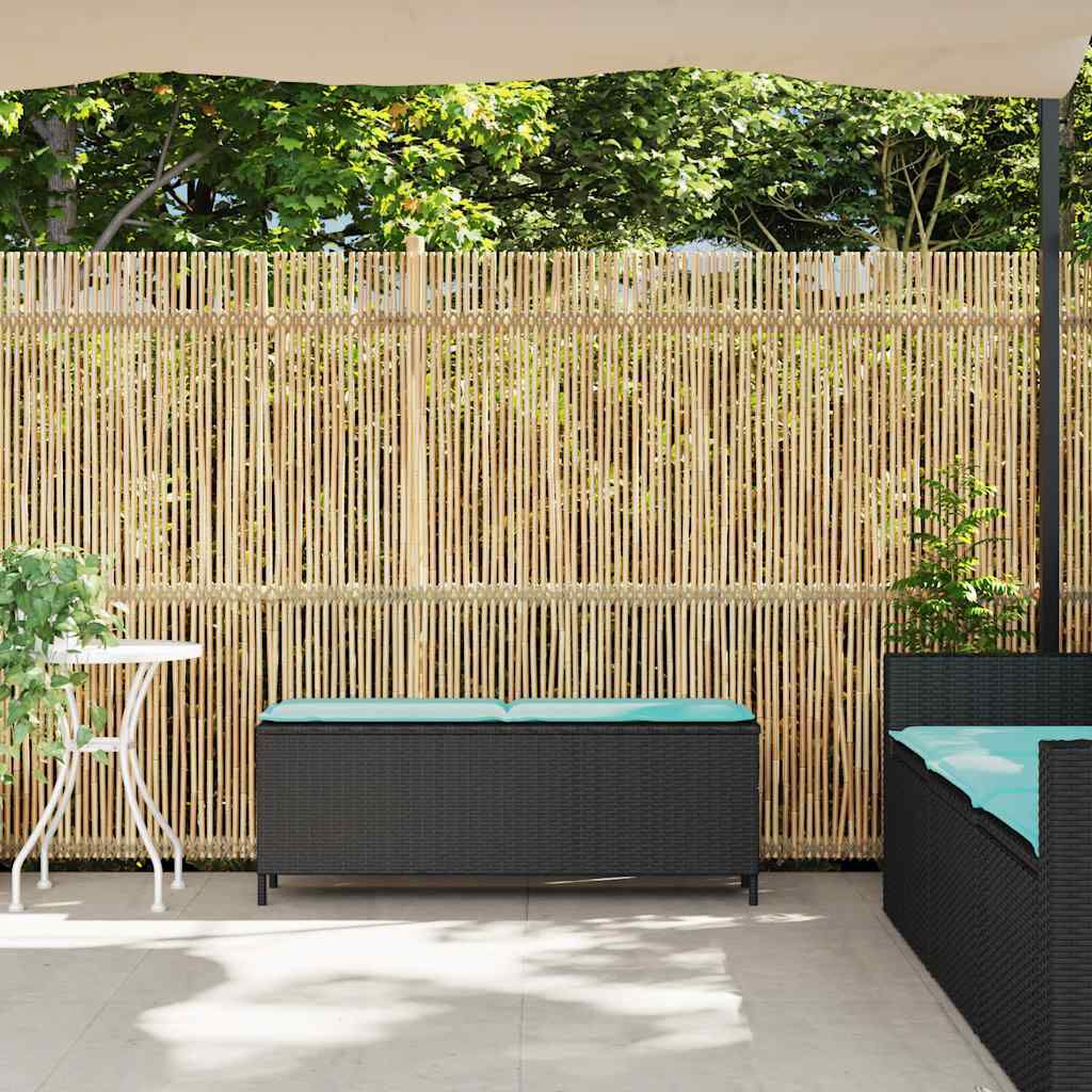 vidaXL Garden Bench with Cushion Black 110x30x40.5 cm Poly Rattan