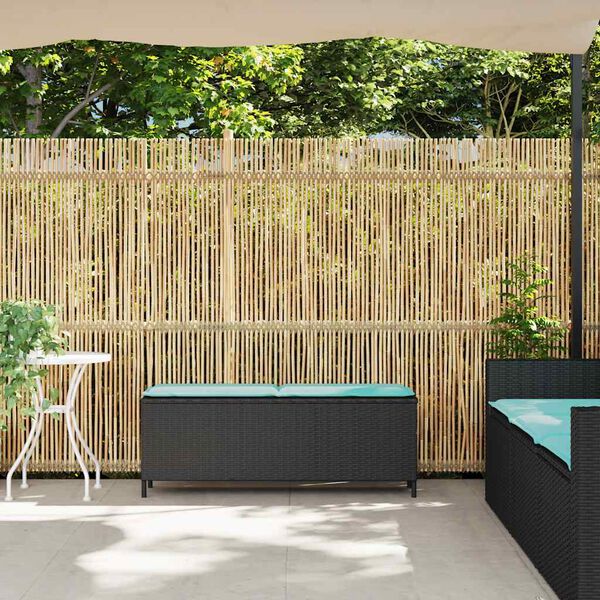 vidaXL Garden Bench with Cushion Black 110x30x40.5 cm Poly Rattan