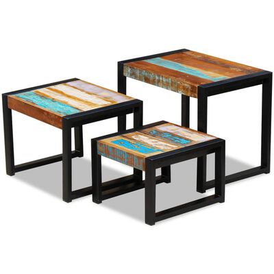 vidaXL Three Piece Nesting Tables Solid Reclaimed Wood