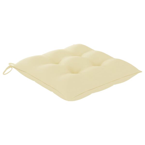 vidaXL Garden Chairs 2 pcs with Cream White Cushions Solid Teak Wood
