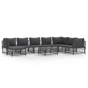 vidaXL 9 Piece Garden Lounge Set with Cushions Anthracite Steel
