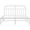 vidaXL Metal Bed Frame without Mattress with Headboard White 183x213cm