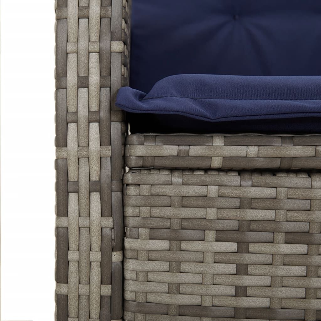 vidaXL 3 Piece Garden Dining Set with Cushions Grey Poly Rattan