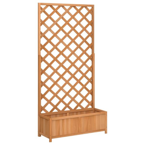 vidaXL Planter with Trellis Brown Solid Wood Fir