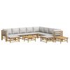 vidaXL 12 Piece Garden Lounge Set with Light Grey Cushions Bamboo
