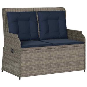 vidaXL Garden Bench with Cushion Grey Poly rattan