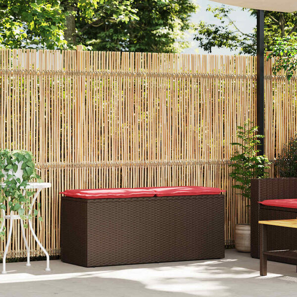 vidaXL Garden Bench with Cushion Brown 110x40x44 cm Poly Rattan