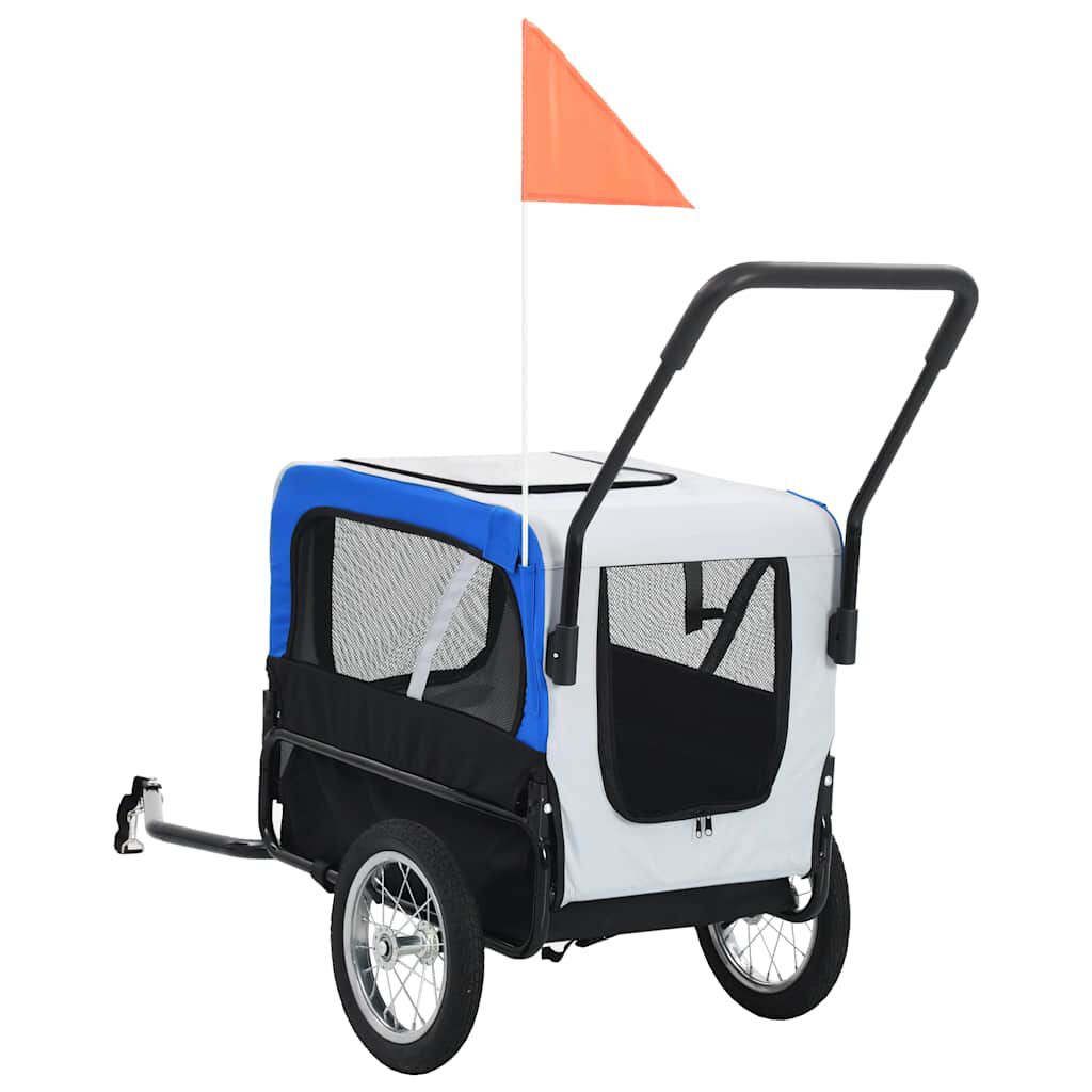 vidaXL 2-in-1 Pet Bike Trailer & Jogging Stroller Grey and Blue