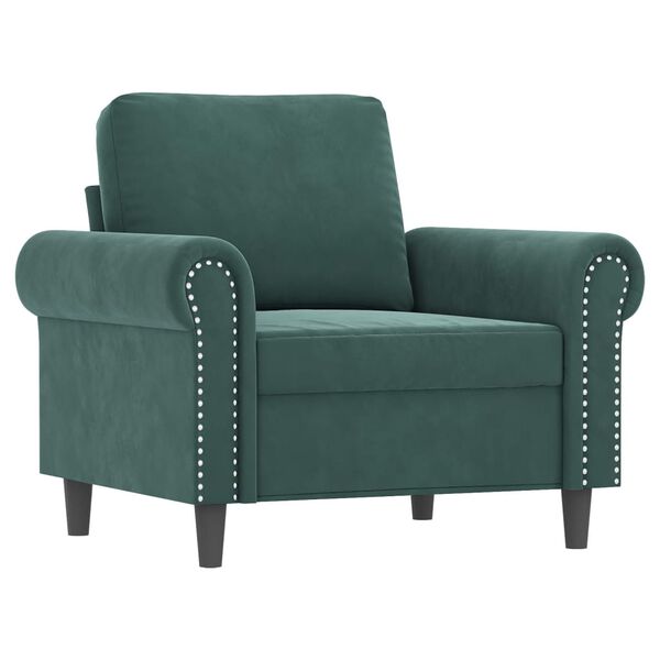 vidaXL 3 Piece Sofa Set with Cushions Dark Green Velvet
