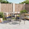 vidaXL 5 Piece Garden Dining Set with Cushions Grey Poly Rattan