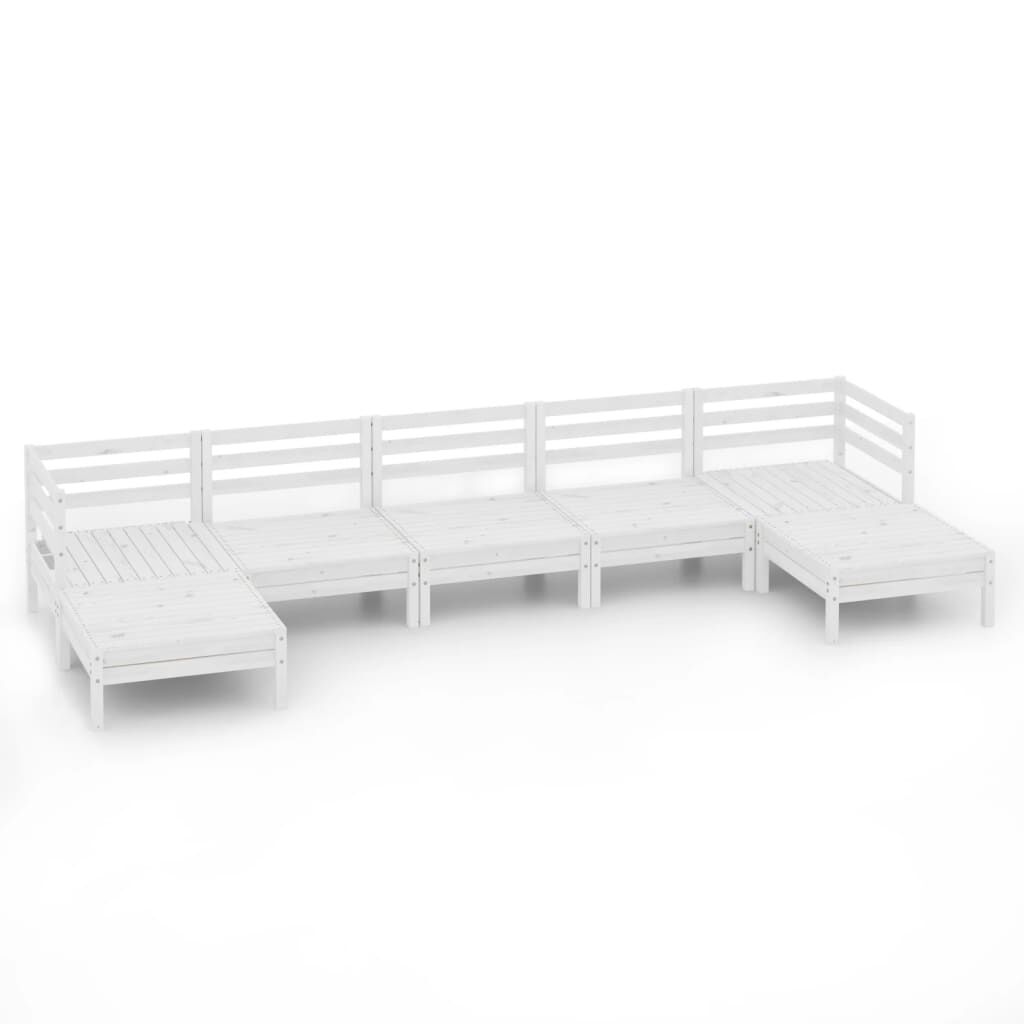 vidaXL 7 Piece Garden Lounge Set White Solid Wood Pine