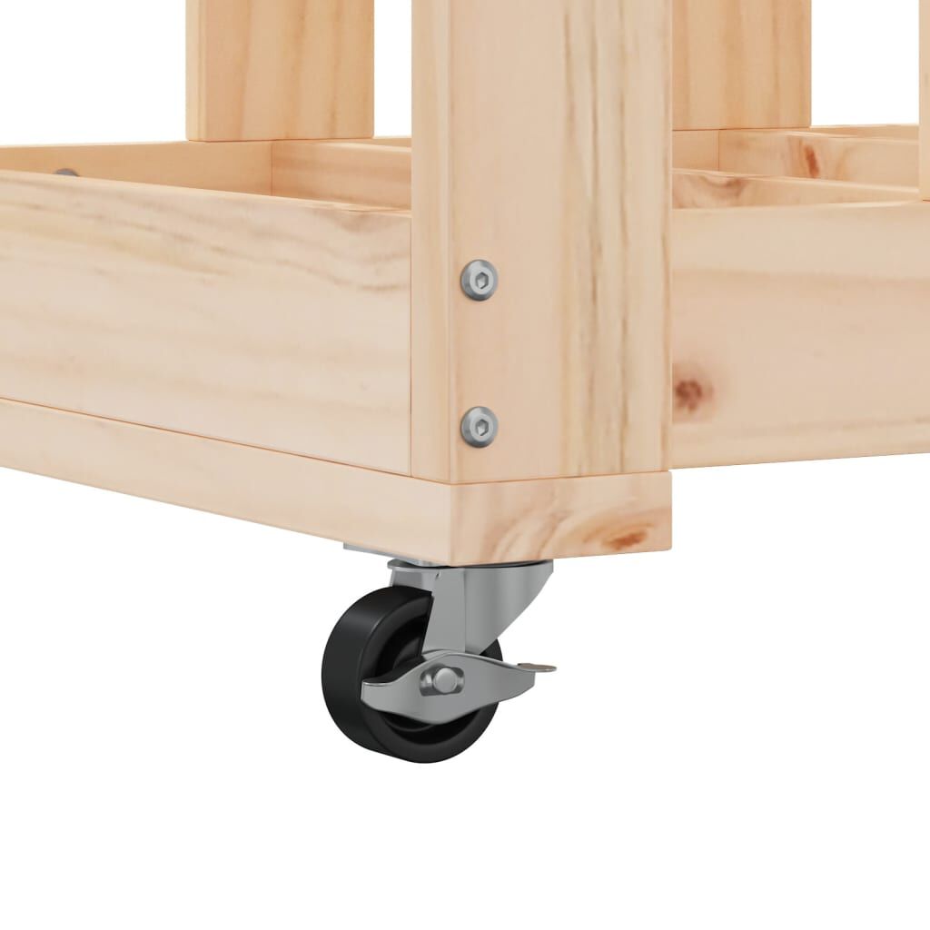 vidaXL Log Holder with Wheels 40x49x110 cm Solid Wood Pine