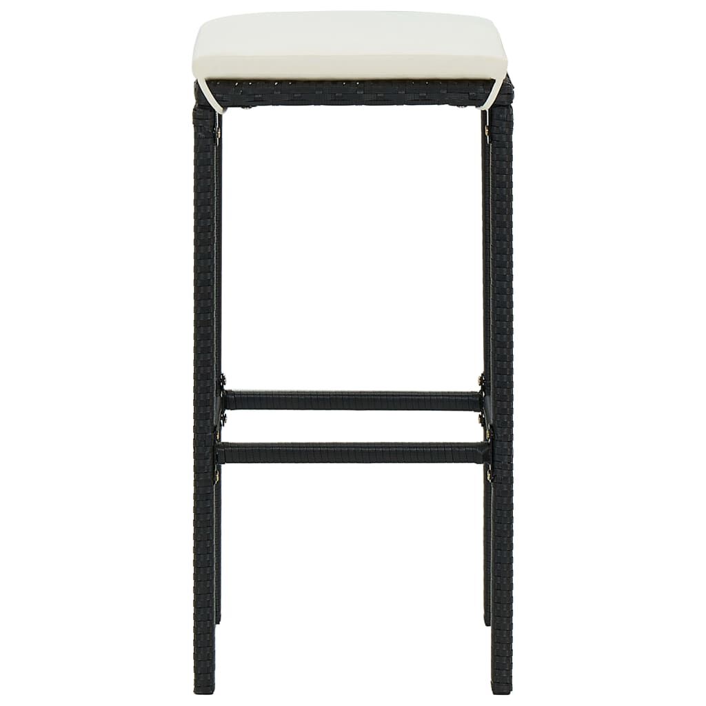 vidaXL 7 Piece Garden Bar Set with Cushions Black