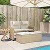 vidaXL Reclining Garden Bench with Cushions Beige Poly Rattan