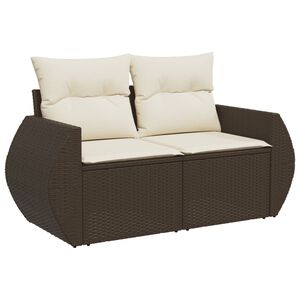 vidaXL Garden Sofa with Cushions 2-Seater Brown Poly Rattan