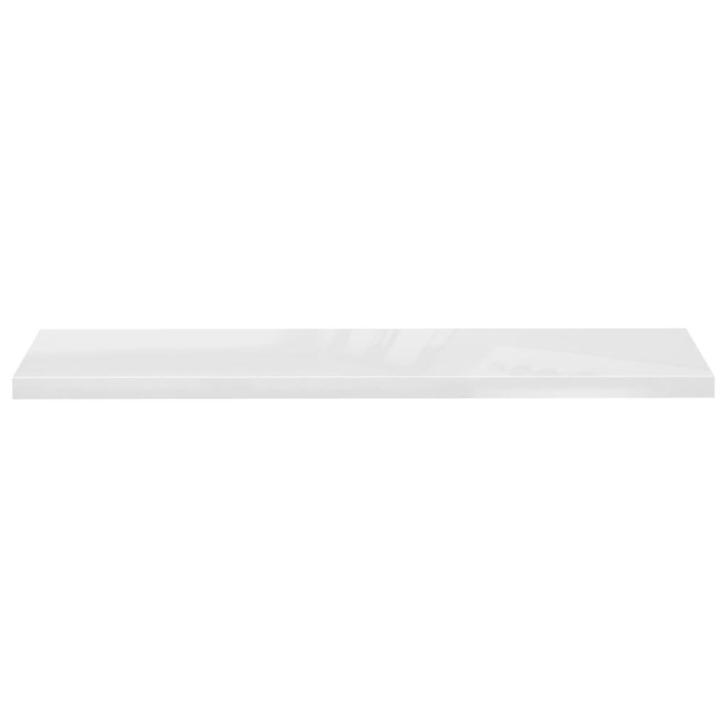 vidaXL Floating Wall Shelves 2 pcs High Gloss White 120x23.5x3.8 cm MDF