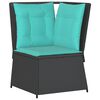 vidaXL Garden Sofa Corner with Cushions Black Poly Rattan
