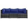 vidaXL 3 Piece Garden Lounge Set with Cushions Grey Poly Rattan