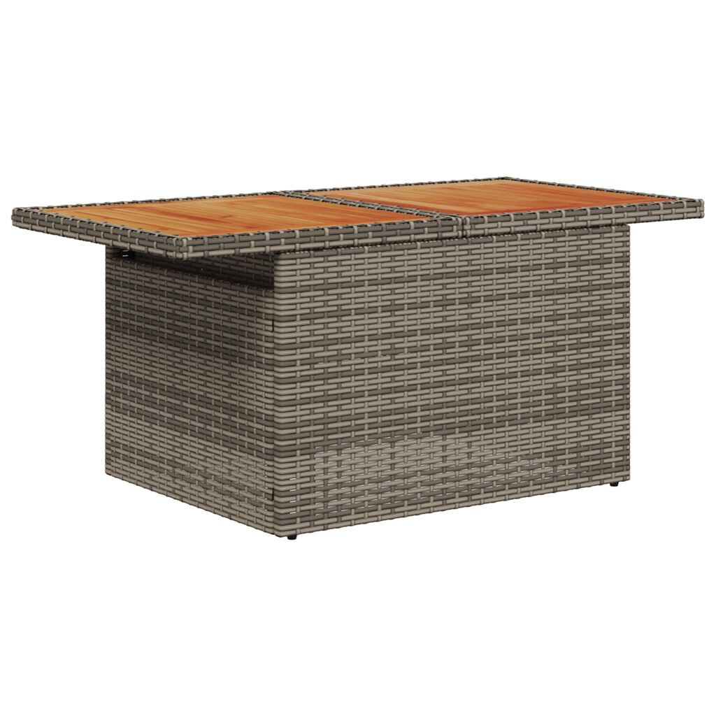 vidaXL 7 Piece Garden Sofa Set with Cushions Grey Poly Rattan Acacia