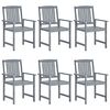 vidaXL Garden Chairs with Cushions 6 pcs Solid Acacia Wood Grey