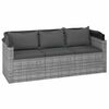 vidaXL 3-Seater Garden Sofa with Roof and Footstool Grey Poly Rattan