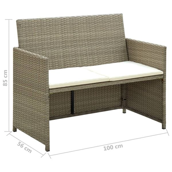 vidaXL 4 Piece Garden Lounge Set with Cushions Beige Poly Rattan