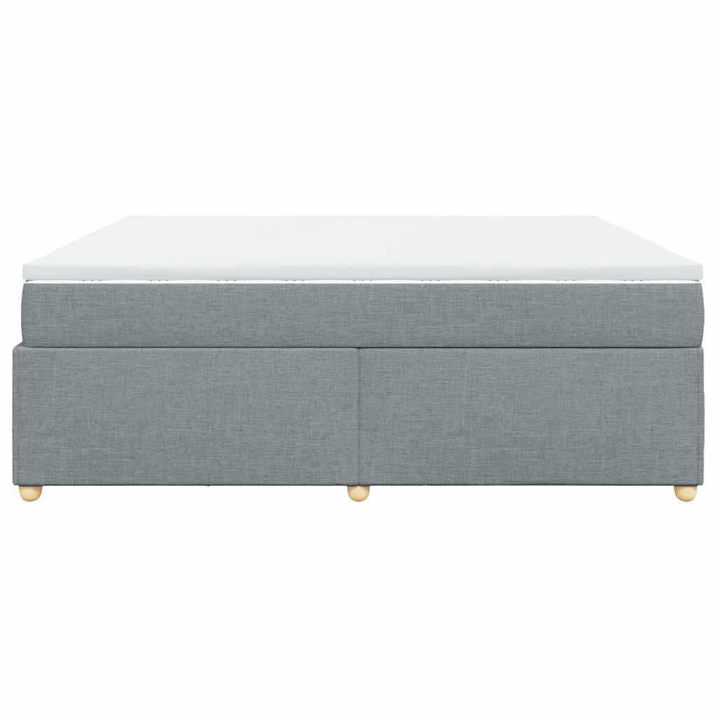 vidaXL Box Spring Bed with Mattress Light Grey California King Fabric