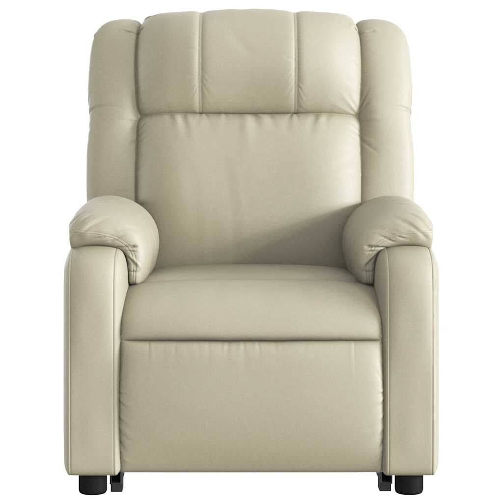 vidaXL Stand up Massage Recliner Chair Cream Faux Leather