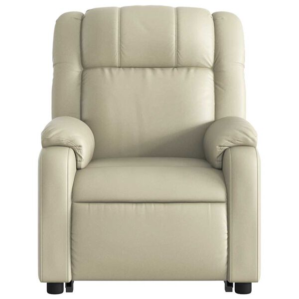 vidaXL Stand up Massage Recliner Chair Cream Faux Leather