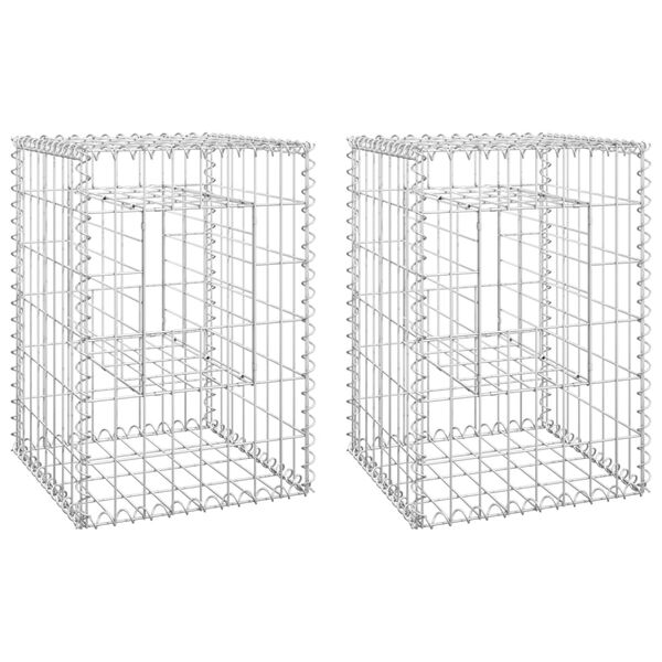 vidaXL Gabion Basket Posts 2 pcs 40x40x60 cm Iron